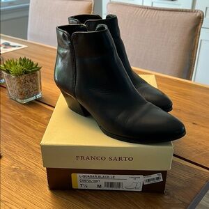 Franco Sarto L-Quasar Leather Black Ankle Booties